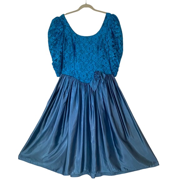 80’s 90’s Prom Dress Bridesmaid Teal Vintage - Picture 1 of 12